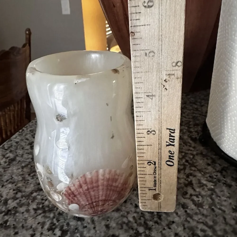 VTG Acrylic Resin Shells Candle Holder 4.75 Inch Vase Nautical Beach Ocean Decor